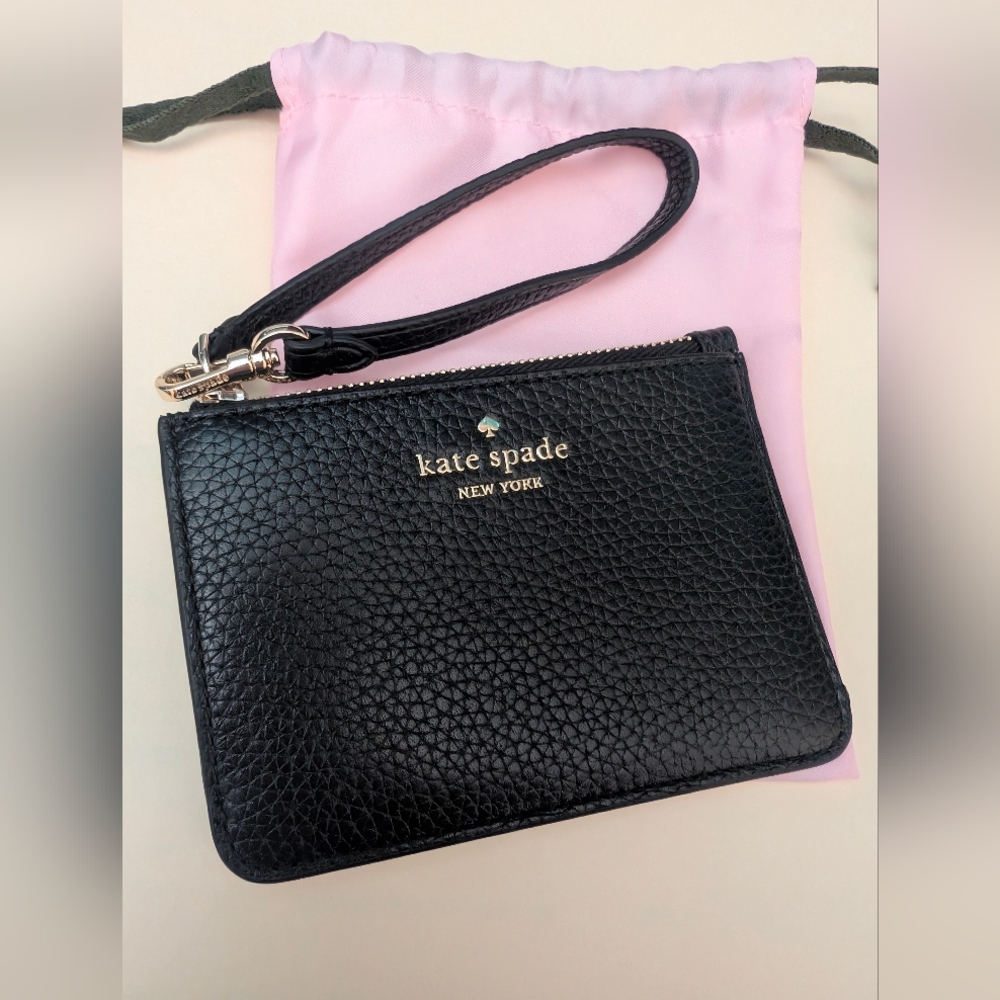 NWT Kate Spade "Lena" small black card holder wristlet